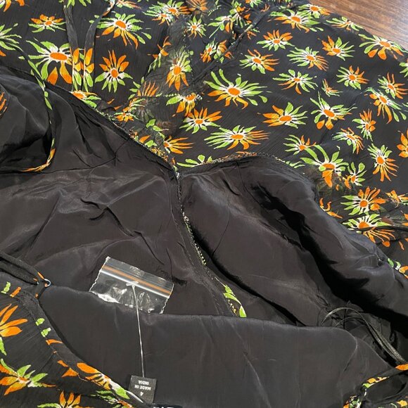 NWOT J.Crew Women's Sz 4 Flutter Wrap Dress Starburst Floral Black Multi Chiffon - Picture 10 of 16